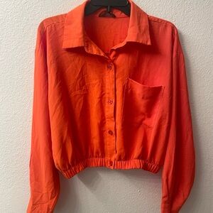 Women's Orange Button-Up Top
